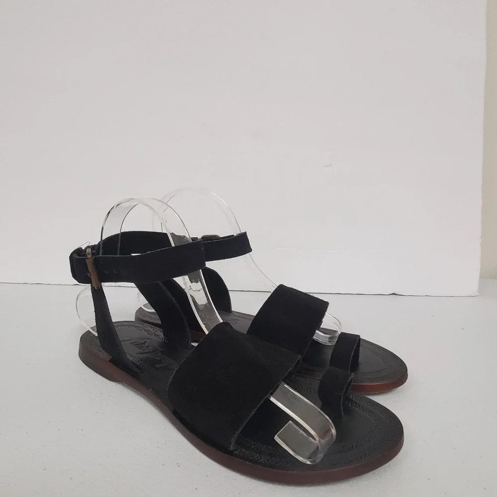 Free People Womens Suede Leather Gladiator Sandals Size 9 US 39 EU Black Neutral